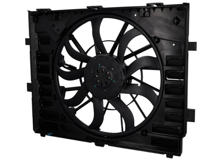 Water radiator air duct with fan. Porsche 958 Cayenne >>2014 - 95810606140, 95810606130, 95810606131, 958121203A